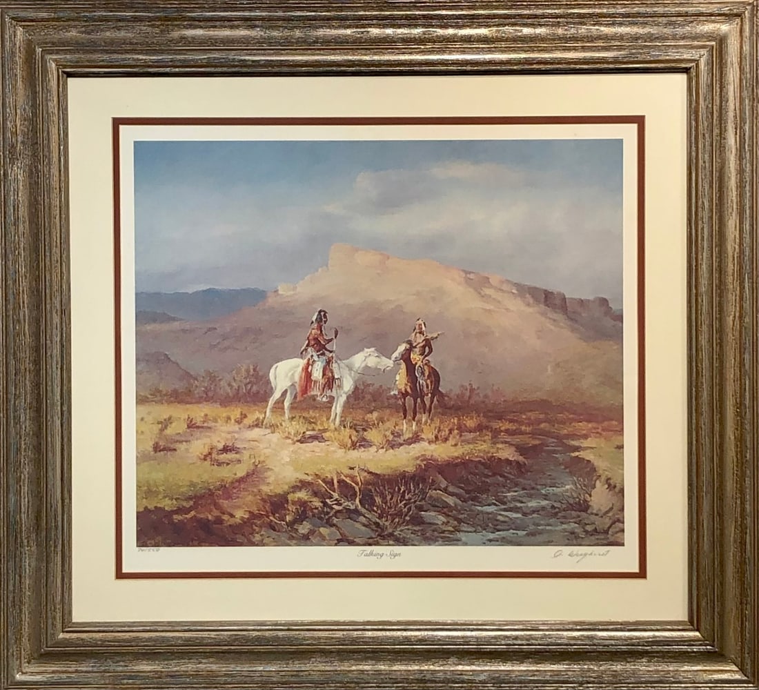 Olaf Wieghorst "Talking Sign" Signed Lithograph LE (1 of 7)