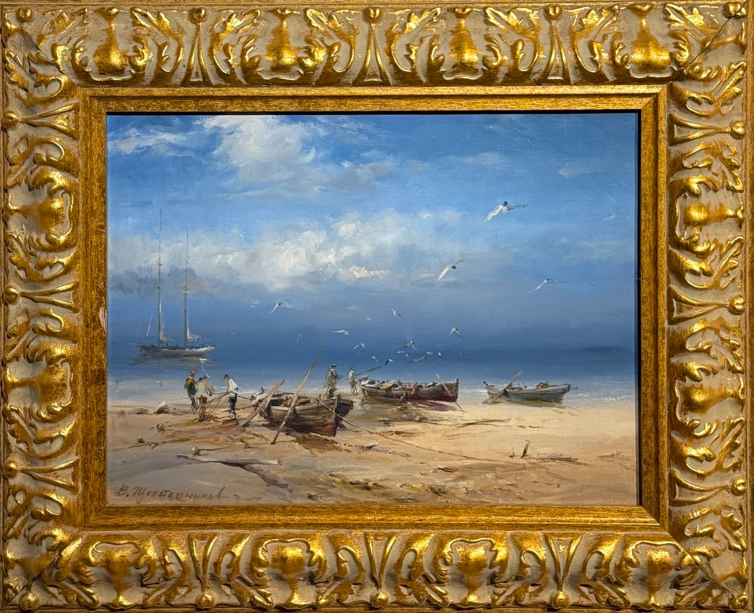 Untitled Nautical/Seascape Original Oil By Vitaly Schepetilnikov: Artist: Vitaly Schepetilnikov Title: Untitled Nautical/Seascape Original Oil By Vitaly Schepetilnikov Medium: Original Oil on Canvas Art Dimensions: 19 x 23 x 2 inch Source: www.qart.com Condition