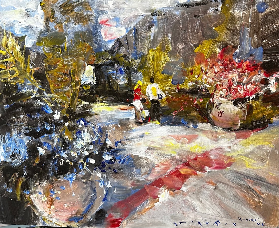 Jorn Fox "Roger's Newport Beach" Impressionist Signed Oil and Acrylic on Board (1 of 2)