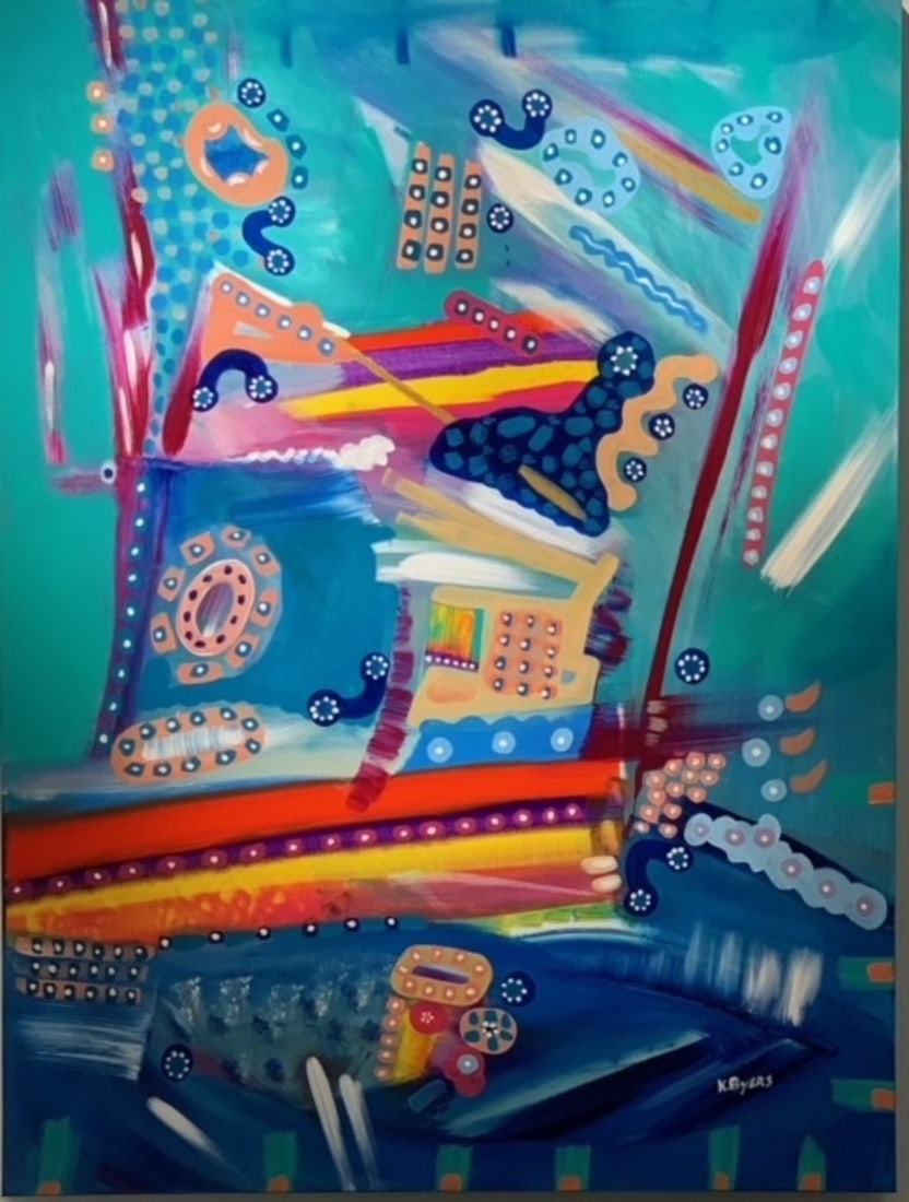 Kimm Byers "Be Happy Where You Live" Signed Original: Artist: Kimm Byers Title: Kimm Byers "Be Happy Where You Live" Signed Original Medium: Original Acrylic on Canvas with 1 1/2" Museum Bars Art Dimensions: 48 x 36 x 2 inch ARTIST BIO: Artist Statement