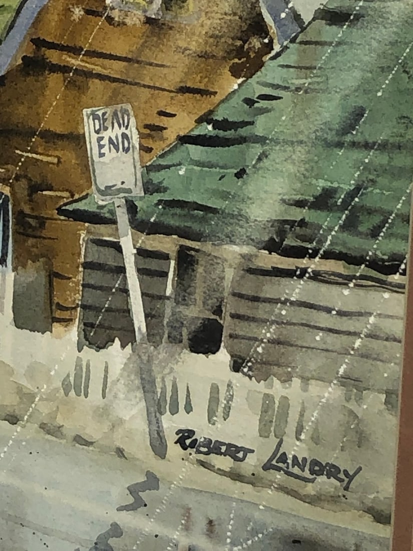 Robert Landry "Rainy Day at Fogerty Flats" Signed Original Watercolor - 4