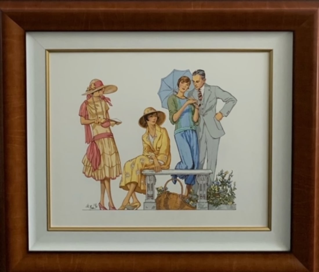 Marv Brehm "Garden Party" Original Gouache Signed: Artist: Marv Brehm Title: Marv Brehm "Garden Party" Original Gouache Signed Medium: Original Watercolor/Gouache on Paper / New Framing Art Dimensions: 23 x 26.5 x 2 inch ARTIST BIO: Born on his family