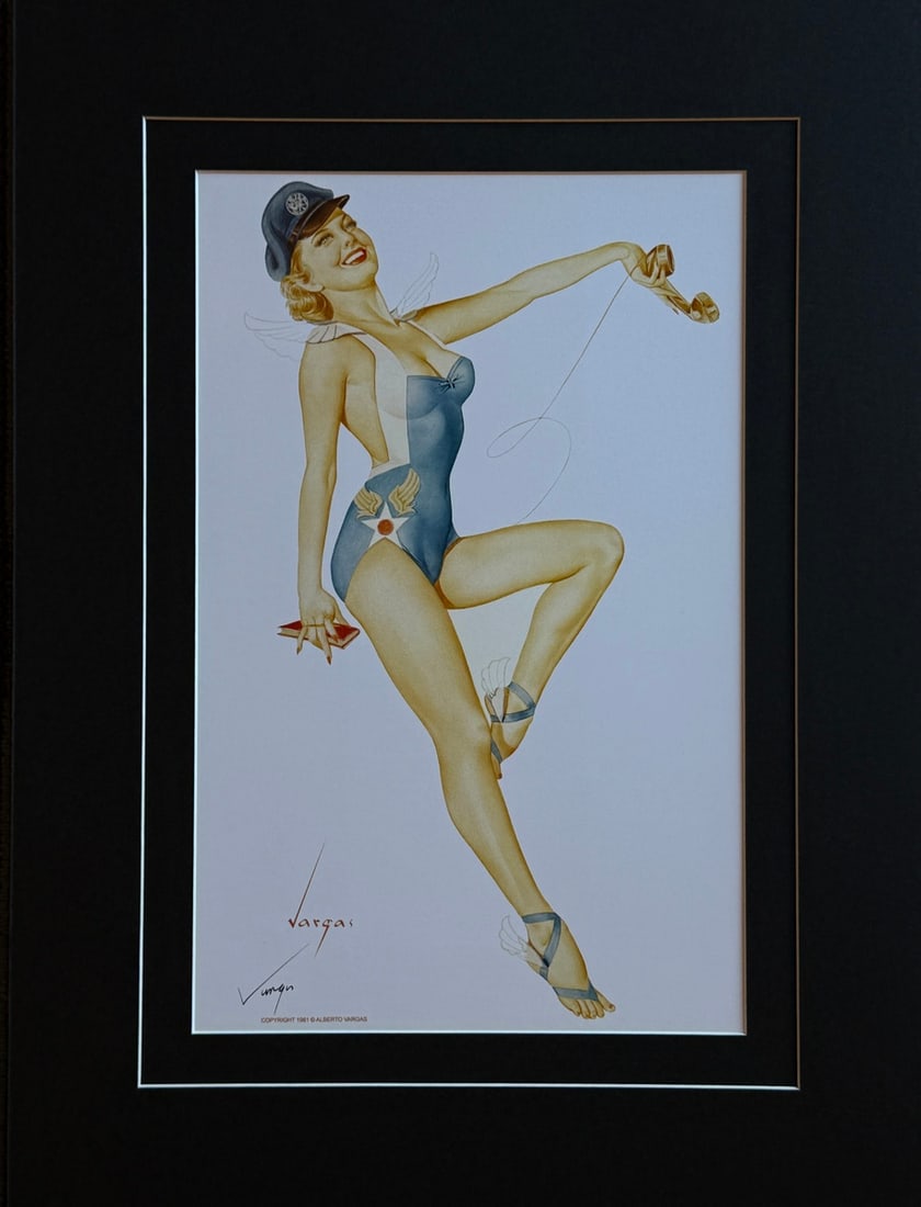 Alberto Vargas "US Air Force Girl, Ace Of Diamonds playing card" Hand-Signed Lithograph (1981): Artist: Alberto Vargas Title: Alberto Vargas "US Air Force Girl, Ace Of Diamonds playing card" Hand-Signed Lithograph (1981) Medium: Lithograph on Paper Art Dimensions: 17 x 11 x 1 inch ARTIST BIO: