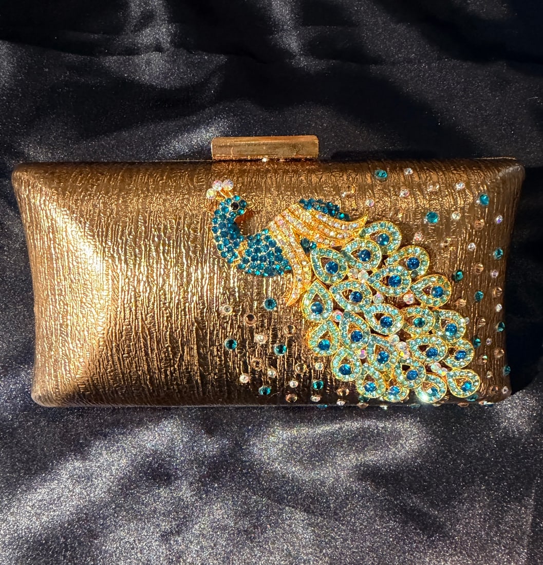 Mercedes Brunelli Jeweled Peacock Clutch, Handmade in America, Swarovski Crystal (1 of 5)