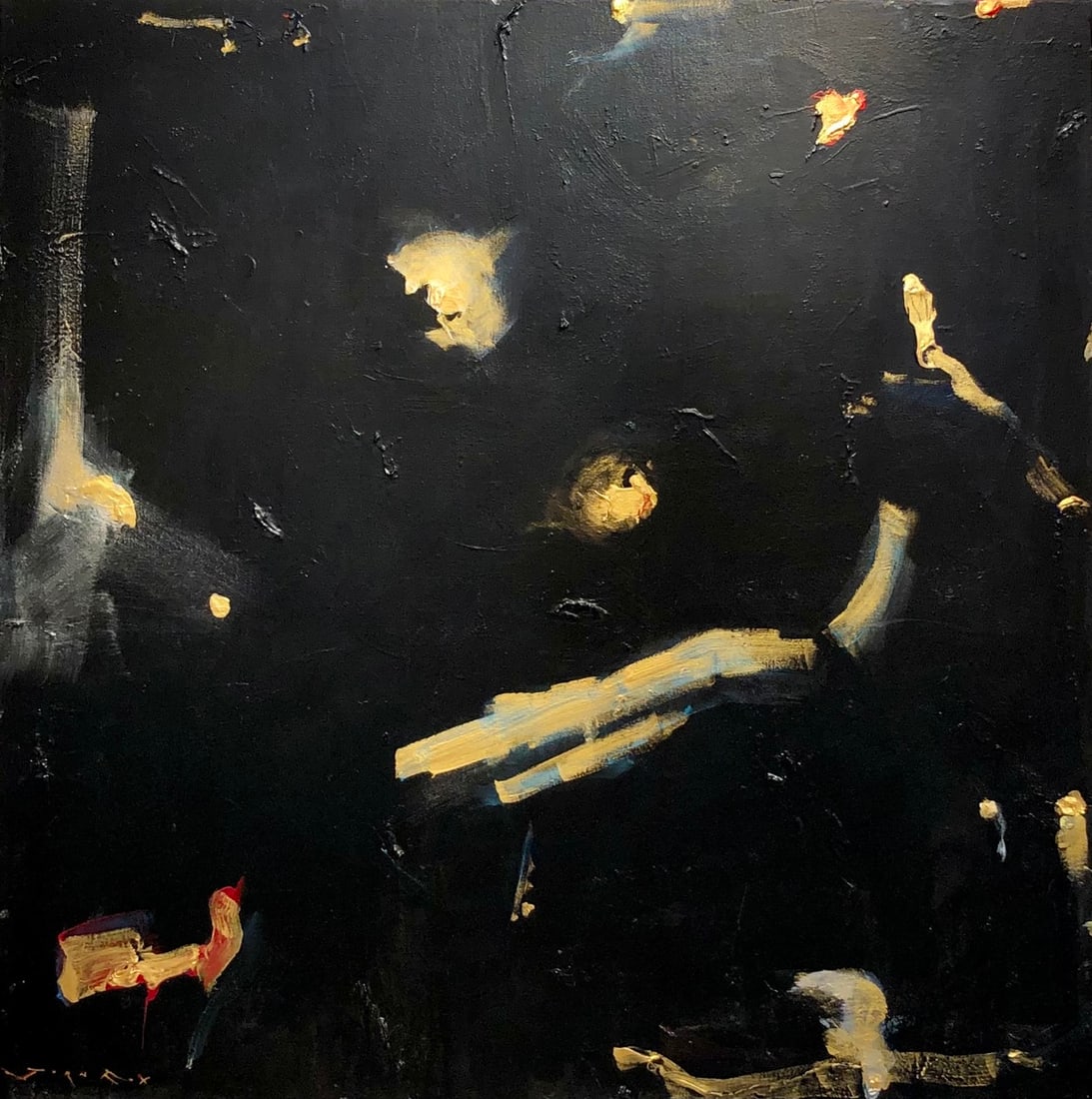 Jorn Fox Abstract Signed Original: Artist: Jorn Fox Title: Jorn Fox Abstract Signed Original Medium: Acrylic on Canvas Art Dimensions: 40 x 40 x 2 inch ARTIST BIO: Artist Statement "The feelings I had inside, when each stroke of paint