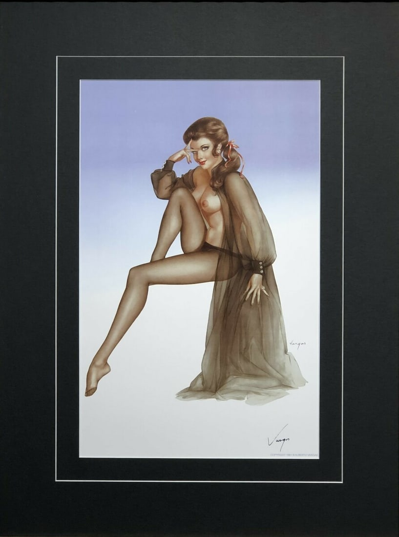 Alberto Vargas "Vargas Girl, Playboy illustration, November 1969" Hand-Signed Lithograph (1981): Presenting a Lithograph on Paper by Alberto Vargas: "Alberto Vargas "Vargas Girl, Playboy illustration, November 1969" Hand-Signed Lithograph (1981)". This work, measuring 17 x 11 x 1 inch, is