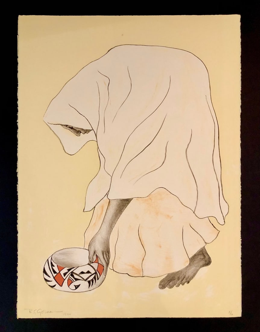 R.C. Gorman "Tazbah St. I" Signed Original Stone Litho LE (1974) - VERY RARE: Presenting a limited edition Lithograph on Paper by R.C. Gorman: "R.C. Gorman "Tazbah St. I" Signed Original Stone Litho LE (1974) - VERY RARE". This Lithograph on Paper (Edition: May-70), measuring 3