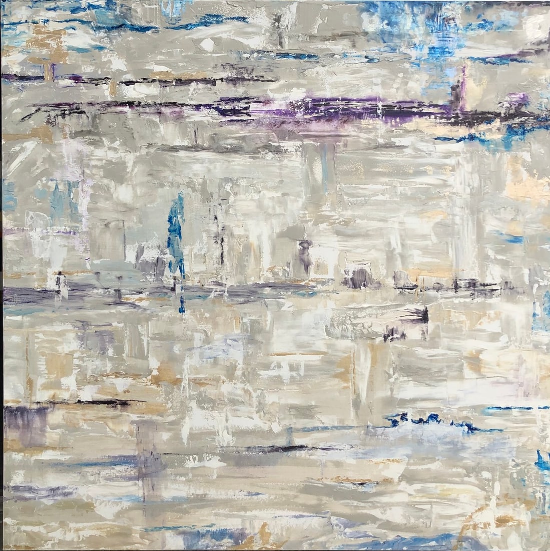 Barbara Owens "The Wall II" Signed Original Acrylic: Offered here is an original Original Acrylic on Canvas with 1 1/2" Museum Bars by Barbara Owens: "Barbara Owens "The Wall II" Signed Original Acrylic". This one-of-a-kind piece, measuring 48 x 48 x 2