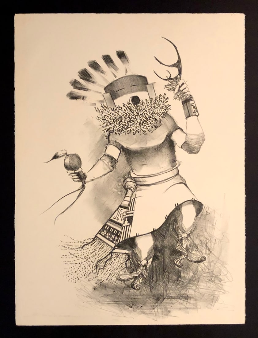 Patrick Swazo Hinds "Kachina Dancer" Signed Original Stone Litho LE (1 of 5)
