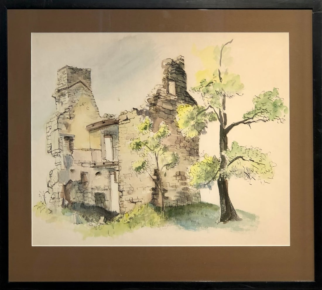J. Riley (Impressionist - Landscape) Signed Original Watercolor: Offered here is an original Watercolor on Paper by J. Riley: "J. Riley (Impressionist - Landscape) Signed Original Watercolor". This one-of-a-kind piece, measuring 23 x 25 x 2 inch, is a rare