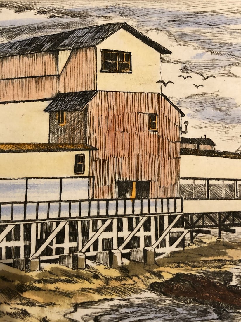 Martin Tobias "Cannery" Hand-Colored Etching Signed - 2