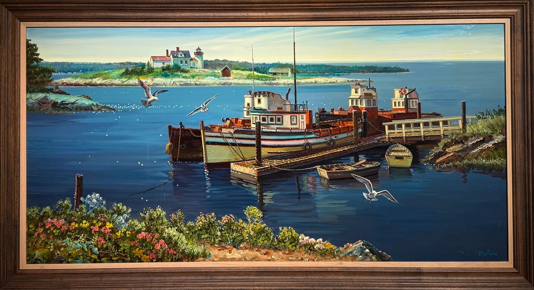 Filastro Mottola "River Boats" Original oil on Masonite (1 of 4)