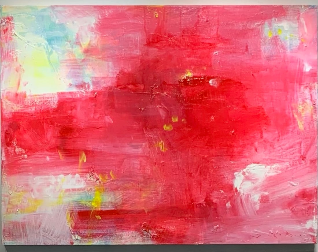Jorn Fox Abstract Signed Original Oil and Acrylic: Offered here is an original Original Oil and Acrylic on Canvas with 1 1/2" Museum Bars by Jorn Fox: "Jorn Fox Abstract Signed Original Oil and Acrylic". This one-of-a-kind piece, measuring 30 x 40 x 2