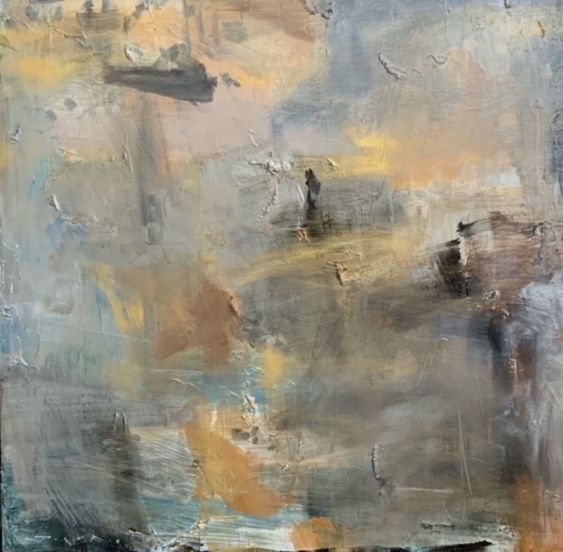 Jorn Fox Abstract Signed Original Oil and Acrylic: Offered here is an original Original Oil and Acrylic on Canvas with 1 1/2" Museum Bars by Jorn Fox: "Jorn Fox Abstract Signed Original Oil and Acrylic". This one-of-a-kind piece, measuring 40 x 40 x