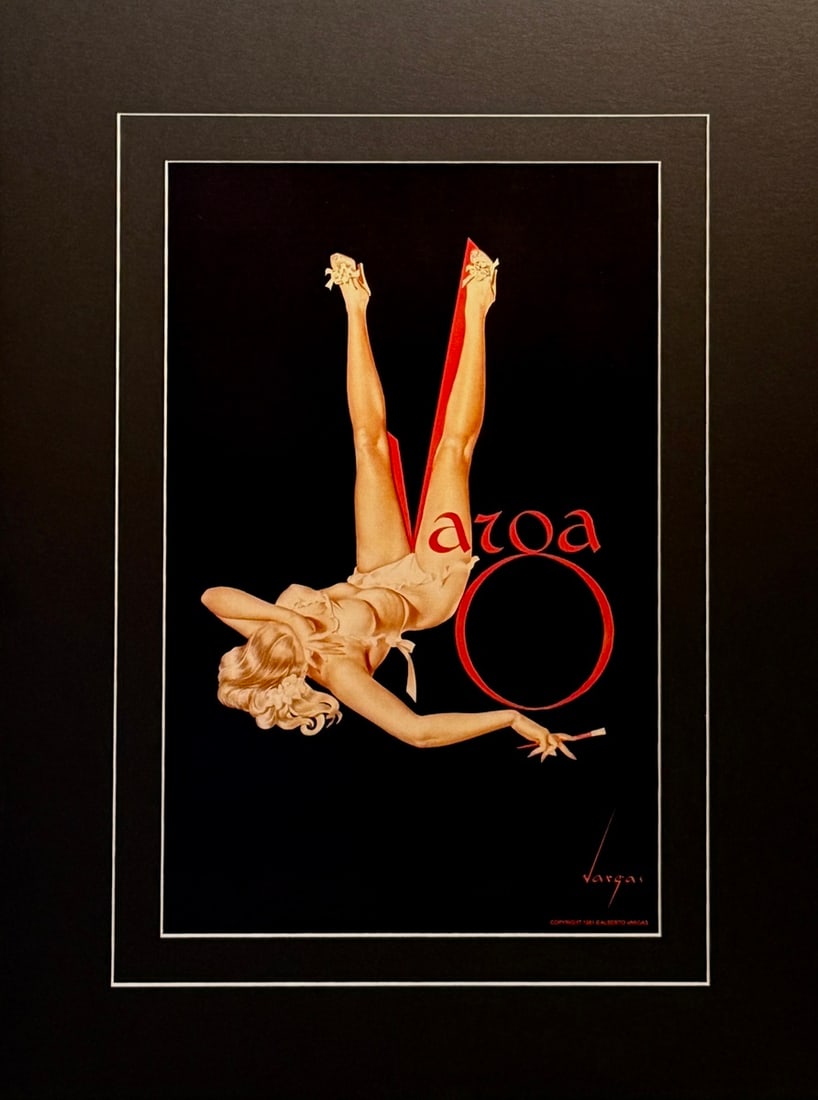 Alberto Vargas "Duotone Varga Signature, 1947" Hand Signed Lithograph 1981: Presenting a Lithograph on Paper by Alberto Vargas: "Alberto Vargas "Duotone Varga Signature, 1947" Hand Signed Lithograph 1981". This work, measuring 17 x 11 x 1 inch, is available now at auction on 