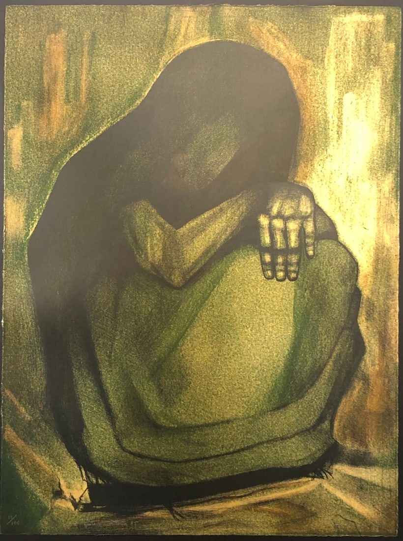 Gustavo Montoya "Silencio Petreo" Signed Lithograph LE: Presenting a limited edition Lithograph on Paper by Gustavo Montoya: "Gustavo Montoya "Silencio Petreo" Signed Lithograph LE". This Lithograph on Paper (Edition: 10/100), measuring 38 x 30 x 2 inch, i