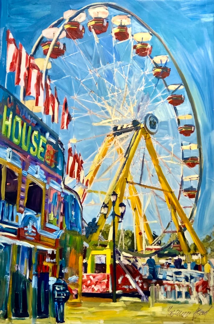 Yasemen Asad "A Fair Day" Signed Original Mixed Media: Offered here is an original Mixed Media on Canvas by Yasemen Asad: "Yasemen Asad "A Fair Day" Signed Original Mixed Media". This one-of-a-kind piece, measuring 36 x 24 x 2 inch, is a rare opportunity