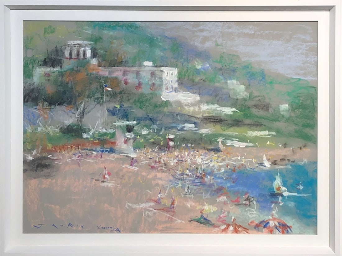 Jorn Fox (Impressionist - Coastal Seascape) Signed Original Pastel: Offered here is an original Pastel on Paper by Jorn Fox: "Jorn Fox (Impressionist - Coastal Seascape) Signed Original Pastel". This one-of-a-kind piece, measuring 24 x 32 x 2 inch, is a rare opportuni