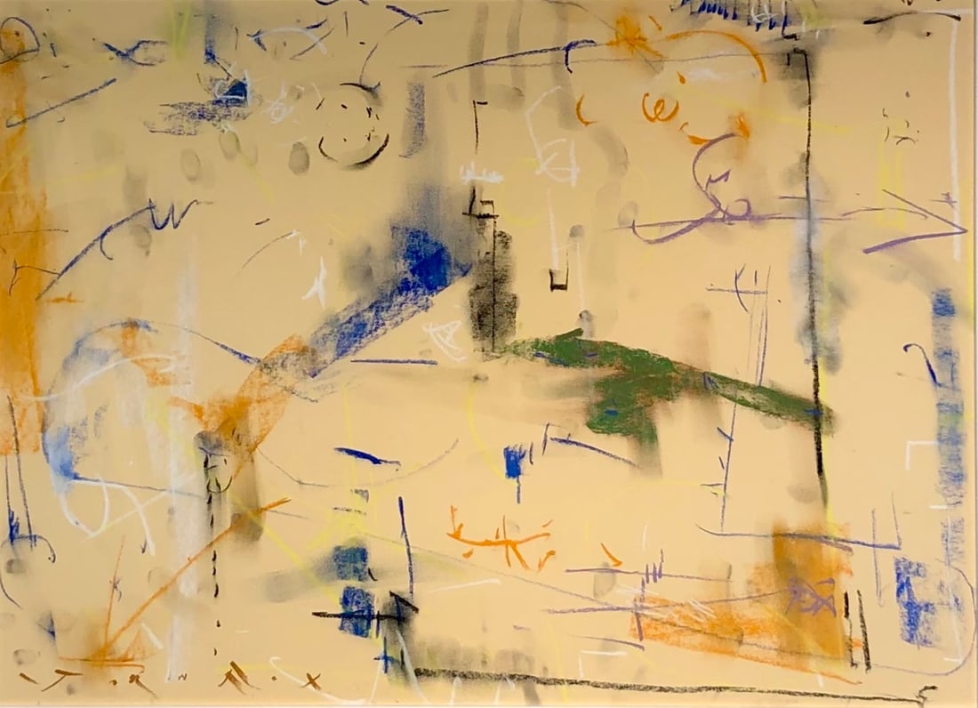 Jorn Fox (Abstract) Signed Original Pastel: Offered here is an original Pastel on Paper by Jorn Fox: "Jorn Fox (Abstract) Signed Original Pastel". This one-of-a-kind piece, measuring 25 x 32 x 2 inch, is a rare opportunity for collectors to