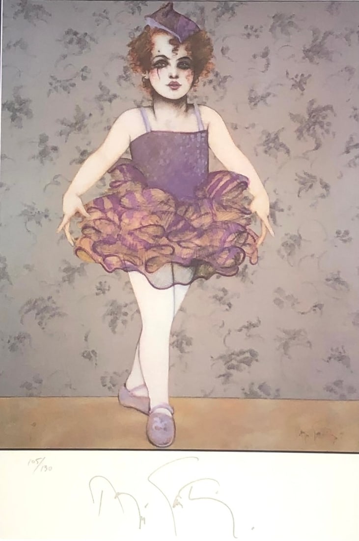 Ramon Santiago "Little Dancer" Signed Lithograph LE: Presenting a limited edition Lithograph on Paper by Ramon Santiago: "Ramon Santiago "Little Dancer" Signed Lithograph LE". This Lithograph on Paper (Edition: 105 / 130), measuring 33 x 25 x 2 inch, is