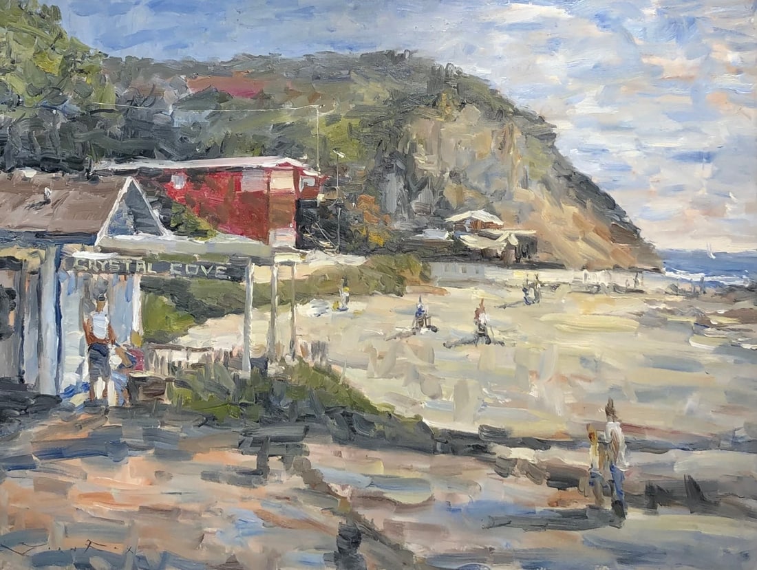 Jorn Fox (Impressionist - Crystal Cove Seascape) Signed Original Oil: Offered here is an original Oil on Canvas by Jorn Fox: "Jorn Fox (Impressionist - Crystal Cove Seascape) Signed Original Oil". This one-of-a-kind piece, measuring 30 x 40 x 2 inch, is a rare