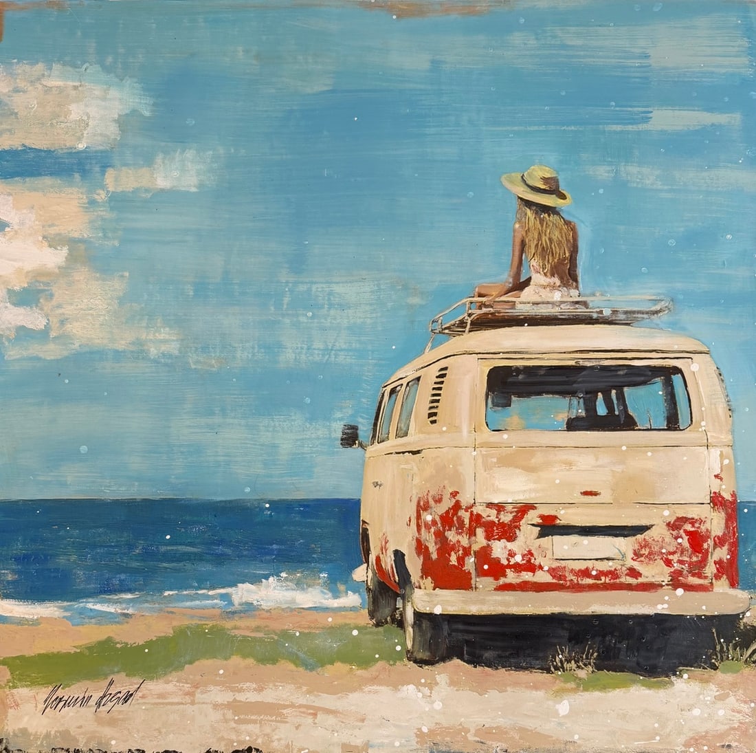 Yasemen Asad "Ocean Patina" Signed Original Mixed Media (1 of 3)