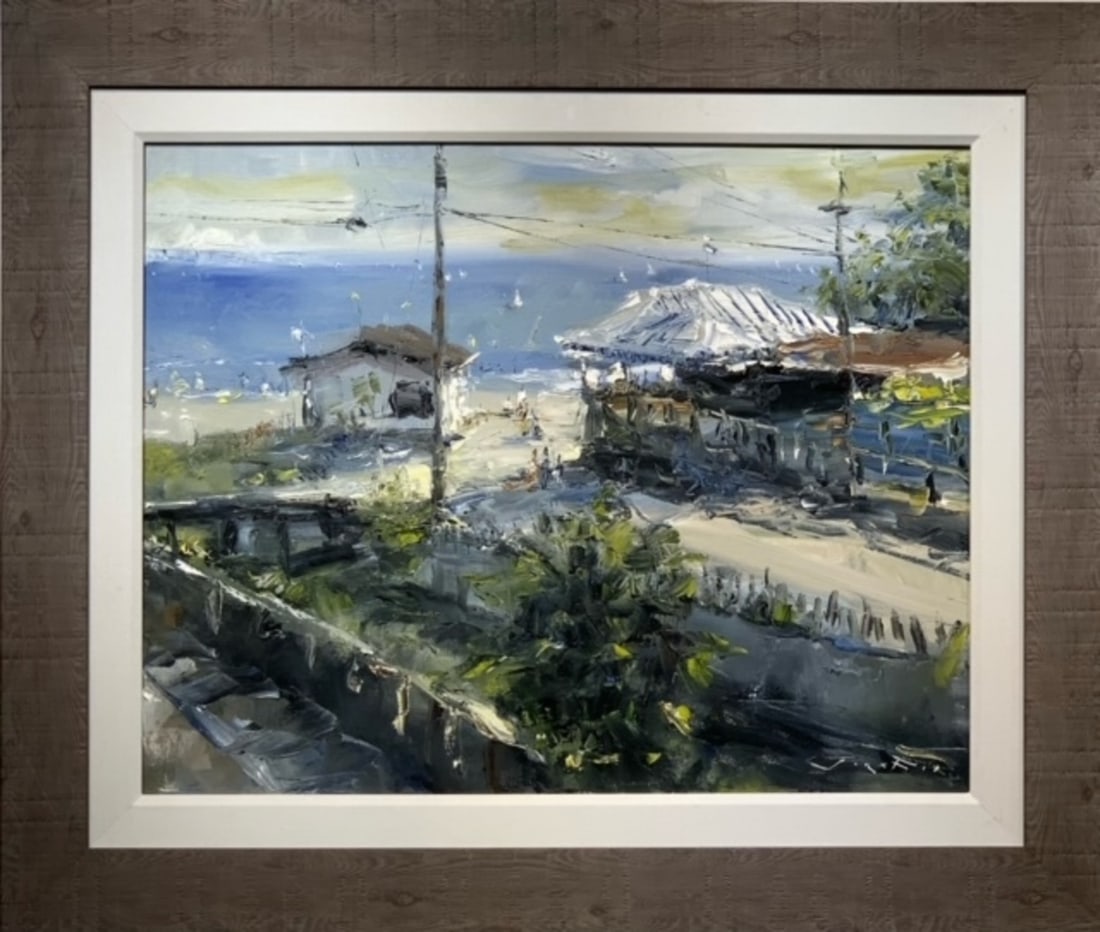Jorn Fox Impressionist Signed Oil and Acrylic on Canvas: Offered here is an original Original Oil and Acrylic on Canvas by Jorn Fox: "Jorn Fox Impressionist Signed Oil and Acrylic on Canvas". This one-of-a-kind piece, measuring 31 x 37 x 2 inch, is a rare o