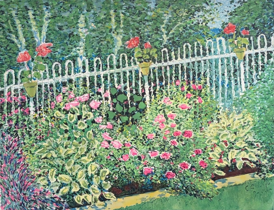 Unknown Artist "Pareum De Mon Jardin" Signed Serigraph LE: Presenting a limited edition Serigraph on Paper by Unknown: "Unknown Artist "Pareum De Mon Jardin" Signed Serigraph LE". This Serigraph on Paper (Edition: H.C. IX/X), measuring 31 x 37 x 2 inch, is a