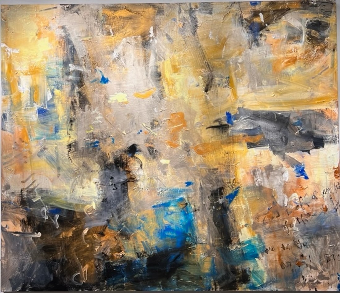 Jorn Fox Abstract Signed Original Oil and Acrylic: Offered here is an original Original Oil and Acrylic on Canvas by Jorn Fox: "Jorn Fox Abstract Signed Original Oil and Acrylic". This one-of-a-kind piece, measuring 72 x 84 x 2 inch, is a rare