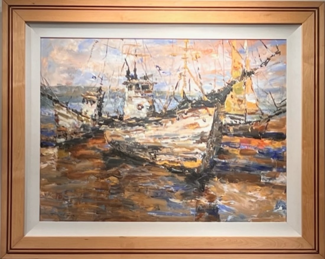 Jorn Fox Impressionist Signed Oil and Acrylic on Canvas: Offered here is an original Original Oil and Acrylic on Canvas by Jorn Fox: "Jorn Fox Impressionist Signed Oil and Acrylic on Canvas". This one-of-a-kind piece, measuring 41 x 51 x 2 inch, is a rare