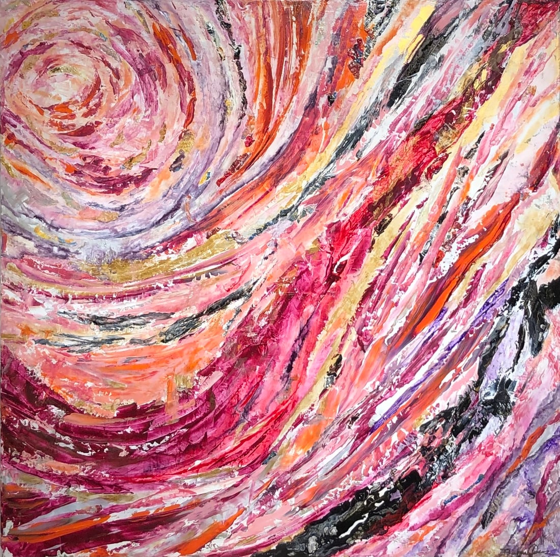Barbara Owens "Harvest Moon" Signed Original Acrylic: Offered here is an original Acrylic on Canvas by Barbara Owens: "Barbara Owens "Harvest Moon" Signed Original Acrylic". This one-of-a-kind piece, measuring 48 x 48 x 2 inch, is a rare opportunity for 