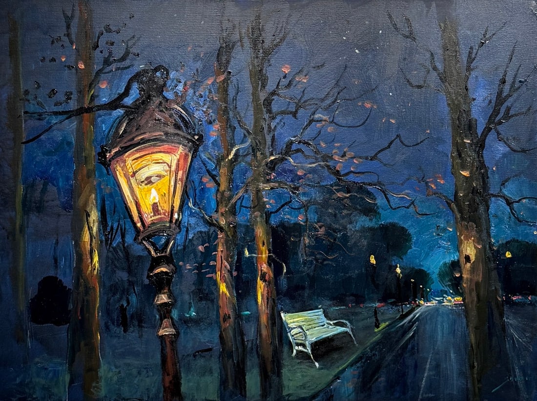Michael Schofeild "Evening Glow" Original: Offered here is an original Original acrylic on canvas by Michael Schofield: "Michael Schofeild "Evening Glow" Original". This one-of-a-kind piece, measuring 30 x 40 x 1 inch, is a rare opportunity fo