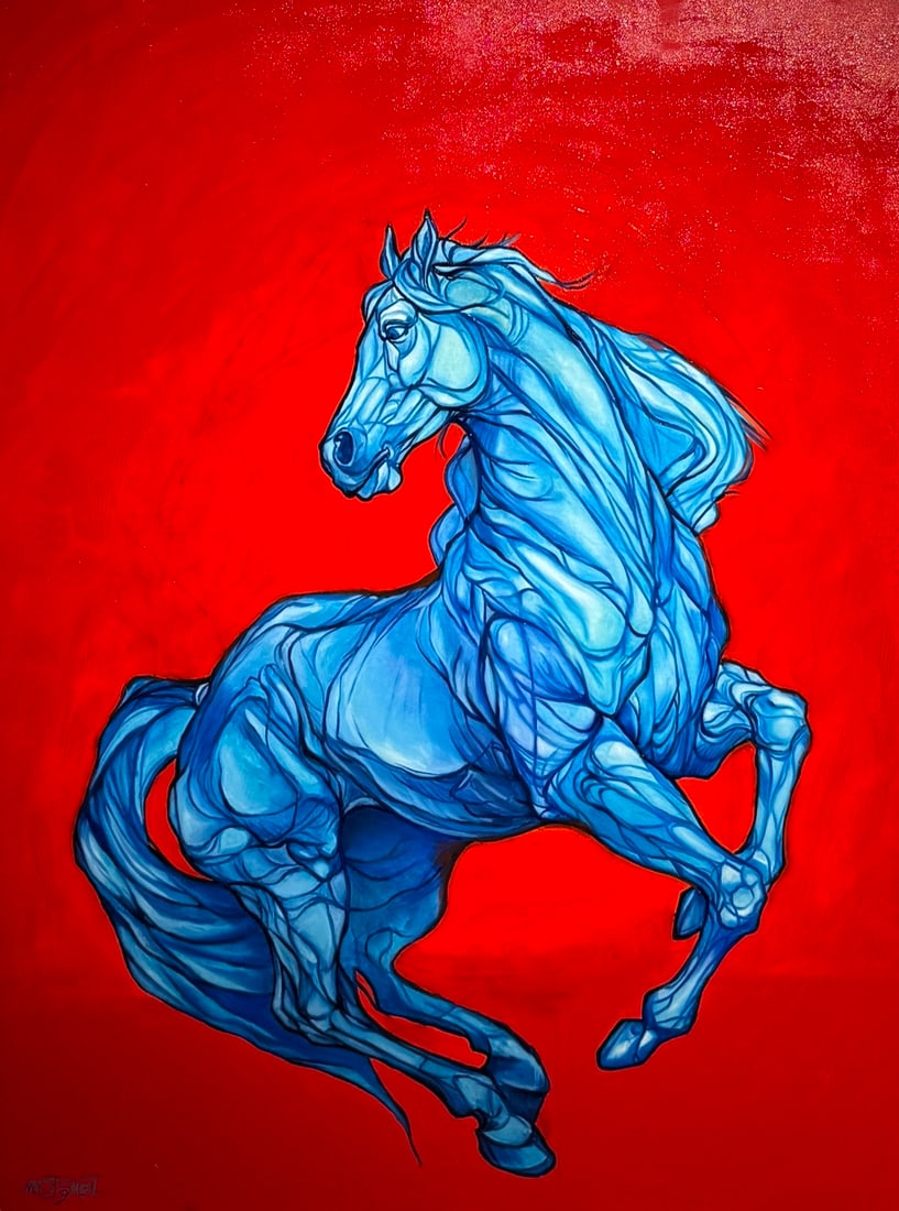 Azure Dominion: Presenting this Madi Salehi Acrylic on Canvas Original: "Azure Dominion". This piece, measuring 48 x 36 x 1 inch, is available at auction on LiveAuctioneers. Artist: Madi Salehi Title: Azure Dominion