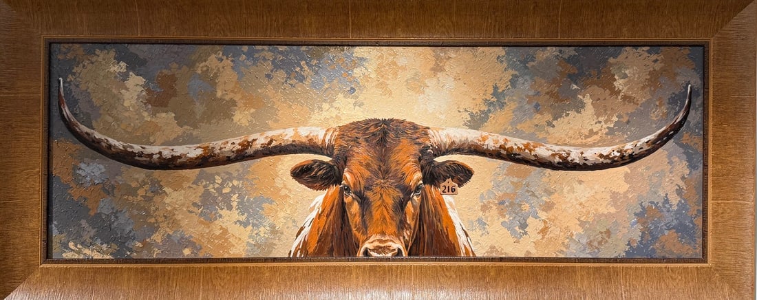 Michael Ibey Original Mixed Media "The Sovereign" (Longhorn Bull in Saddle Brown) (1 of 3)