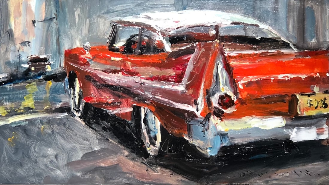 Jorn Fox "58 Fury" Signed Original Acrylic - Impressionist: Offered here is an original Acrylic on Canvas by Jorn Fox: "Jorn Fox "58 Fury" Signed Original Acrylic - Impressionist". This one-of-a-kind piece, measuring 18 x 32 x 2 inch, is a rare opportunity