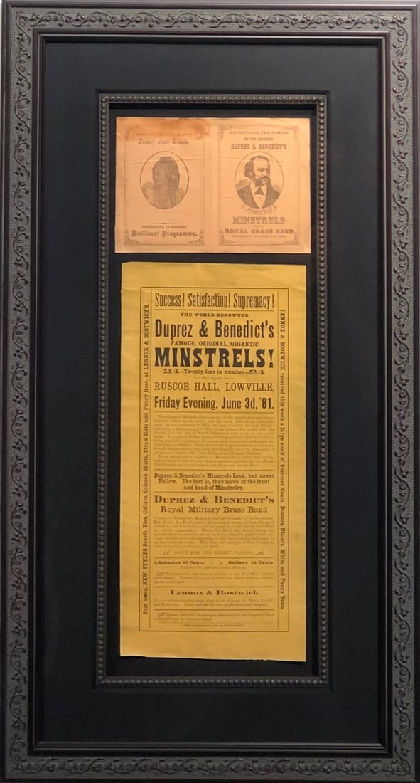 Duprez and Benedict's Mintrels: Presenting a Original Print by Unknown: ""Duprez and Benedict's Mintrels"". This work, measuring 28 x 15 x 2 inch, is available now at auction on LiveAuctioneers. Artist: Unknown Title: "Duprez and