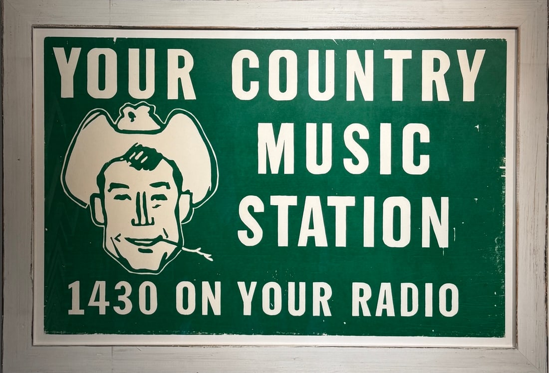 Unknown Artist "Your Country Music station" Original woodblock print: Presenting a Original woodblock print by Unknown: "Unknown Artist "Your Country Music station" Original woodblock print". This work, measuring 33 x 47 x 2 inch, is available now at auction on