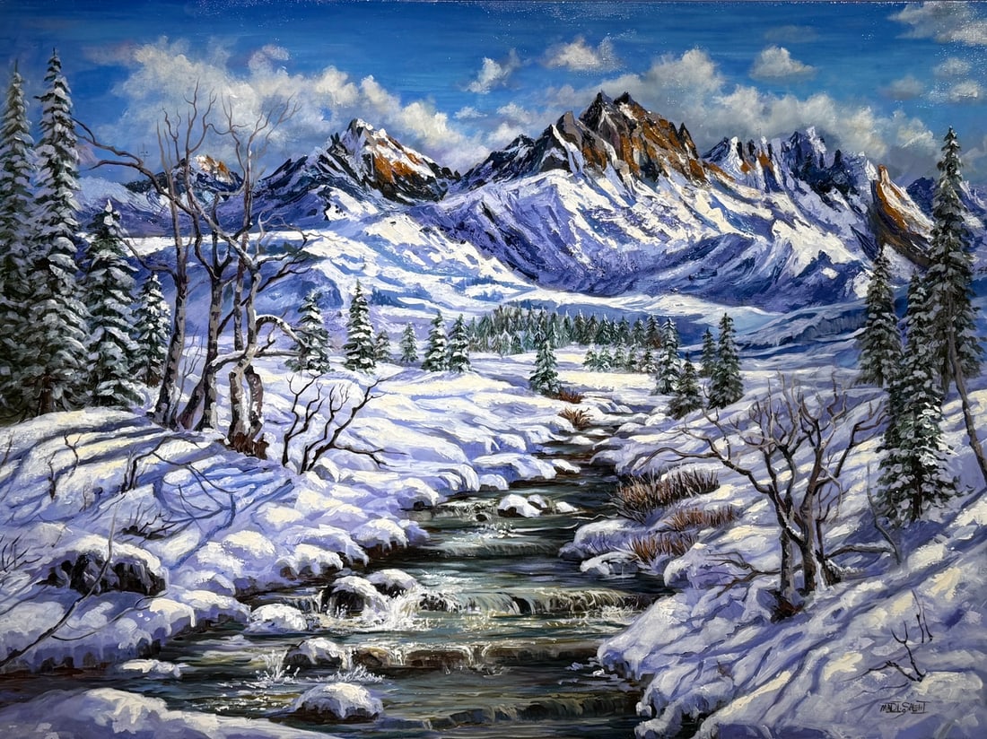 Madi Salehi "The Quiet Divide" acrylic on canvas: Offered here is an original Original acrylic on canvas by Madi Salehi: "Madi Salehi "The Quiet Divide" acrylic on canvas". This one-of-a-kind piece, measuring 30 x 40 x 1 inch, is a rare opportunity
