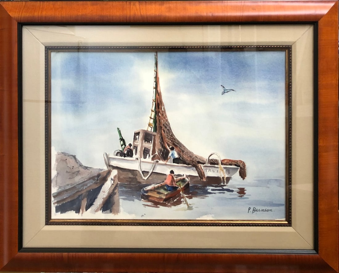 P. Bernson (Unknown) Signed Original Watercolor: Offered here is an original Original Watercolor on Paper by P. Bernson: "P. Bernson (Unknown) Signed Original Watercolor". This one-of-a-kind piece, measuring 24 x 29 x 2 inch, is a rare opportunity