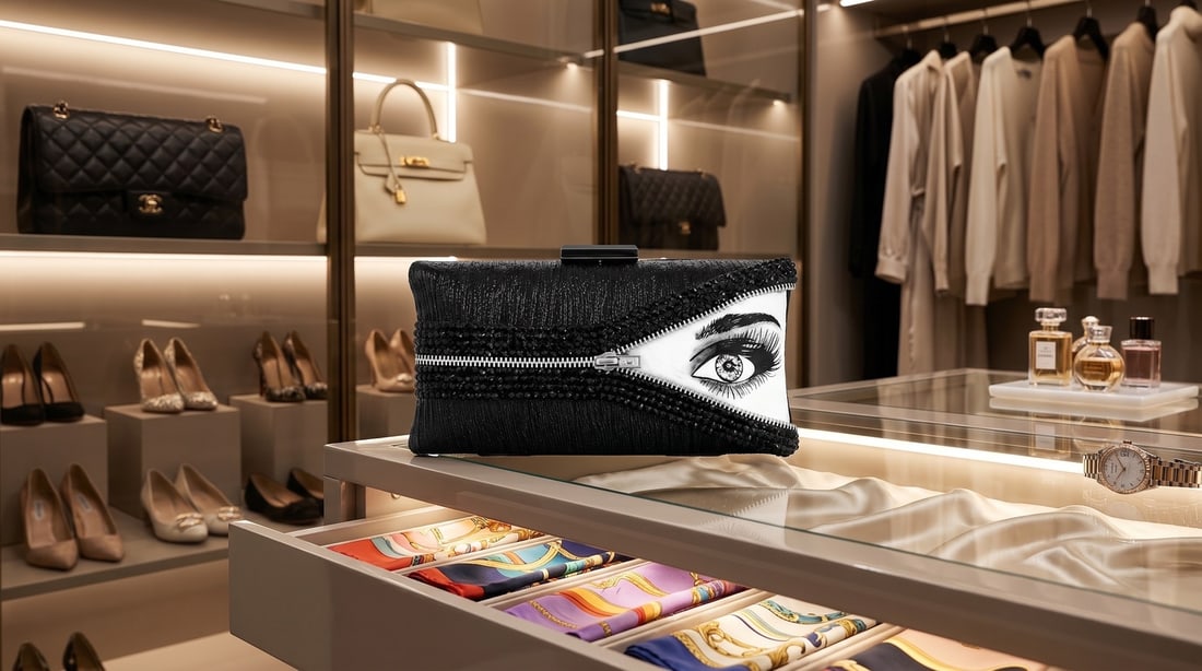 Mercedes Brunelli Unzipped Jeweled Clutch, Handmade in America, Swarovski Crystal (1 of 3)