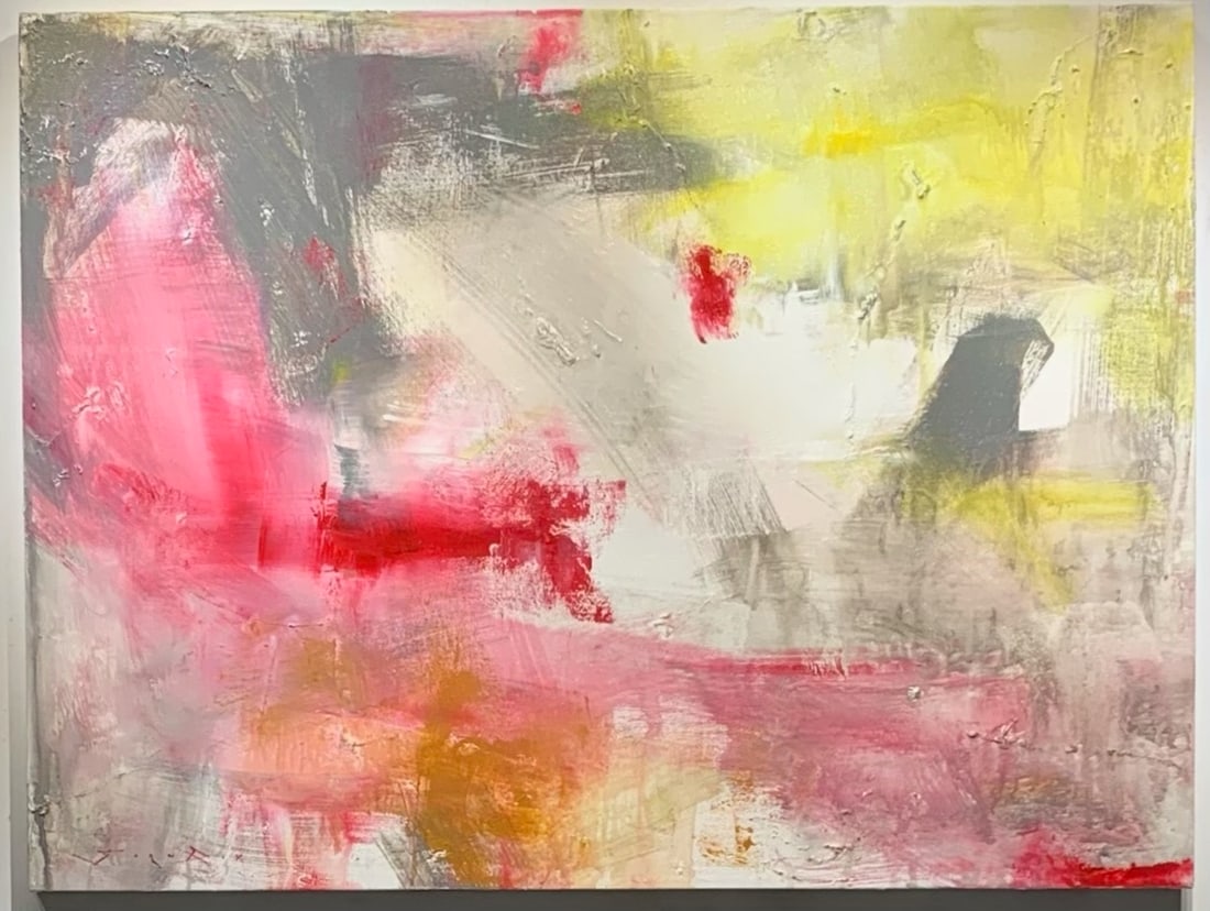 Jorn Fox Abstract Signed Original Oil and Acrylic: Offered here is an original Original Oil and Acrylic on Canvas with 1 1/2" Museum Bars by Jorn Fox: "Jorn Fox Abstract Signed Original Oil and Acrylic". This one-of-a-kind piece, measuring 30 x 40 x 2
