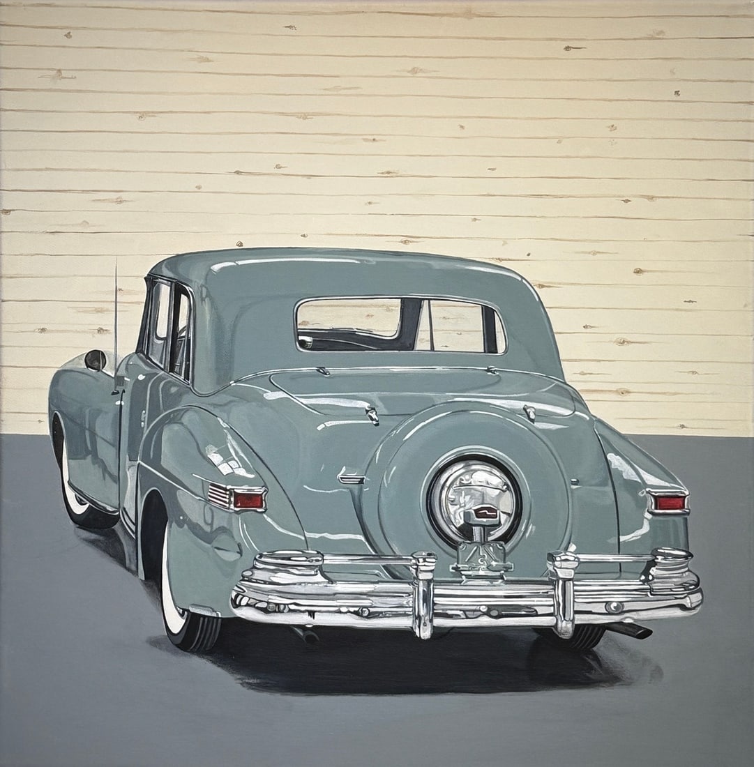Michelle Michael "1948 Lincoln Continental" Original acrylic on canvas: Offered here is an original Original acrylic on canvas by Michelle Michael: "Michelle Michael "1948 Lincoln Continental" Original acrylic on canvas". This one-of-a-kind piece, measuring 25 x 25 x 2