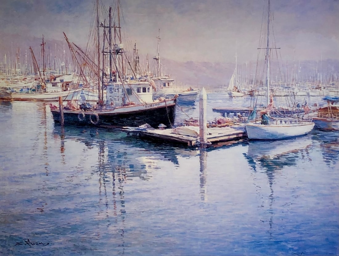Chi-Leung Yuen "Fisherman Bay" Signed Lithograph LE - Impressionist: Presenting a limited edition Lithograph on Paper by Chi-Leung Yuen: "Chi-Leung Yuen "Fisherman Bay" Signed Lithograph LE - Impressionist". This Lithograph on Paper (Edition: 446/550), measuring 33 x