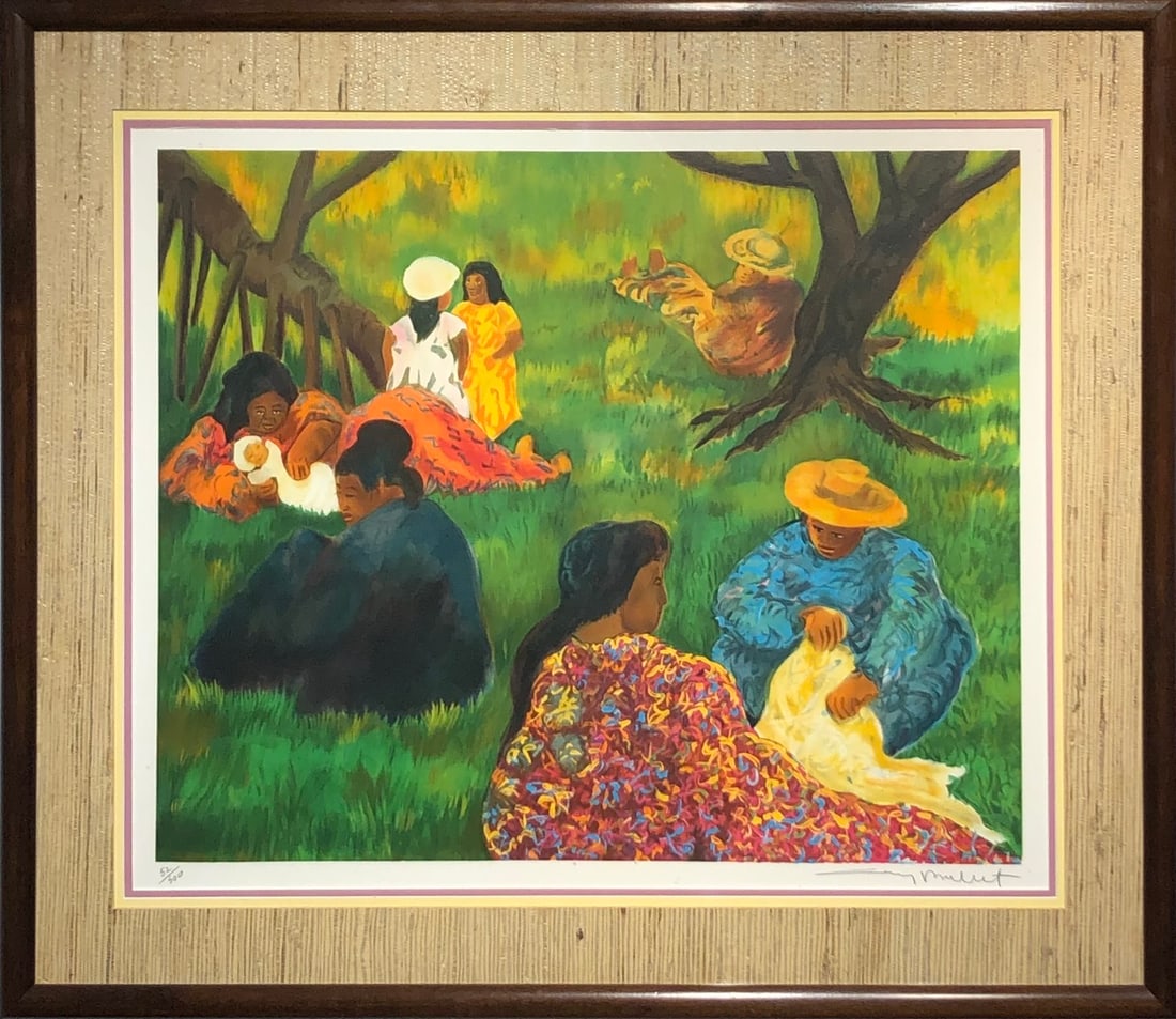 Guy Buffet "Kapio Lani Park" Signed Serigraph LE: Presenting a limited edition Serigraph on Paper by Guy Buffet: "Guy Buffet "Kapio Lani Park" Signed Serigraph LE". This Serigraph on Paper (Edition: 52/500), measuring 30 x 35 x 2 inch, is a sought-af
