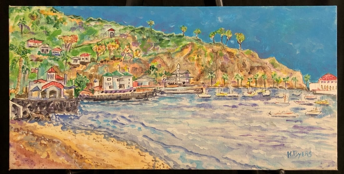 Kimm Byers "Catalina" 2014 Acrylic Signed: Offered here is an original Original Acrylic on Canvas by Kimm Byers: "Kimm Byers "Catalina" 2014 Acrylic Signed". This one-of-a-kind piece, measuring 12 x 24 x 2 inch, is a rare opportunity for