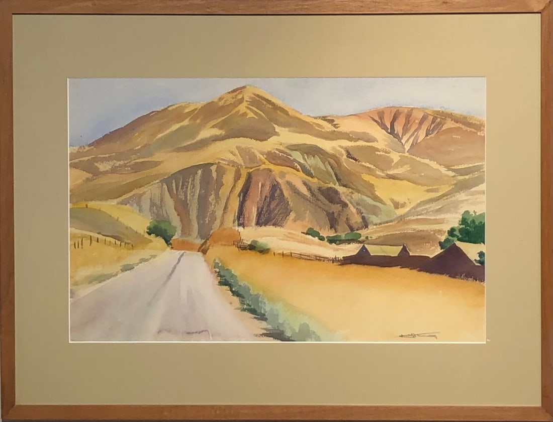 Emil Kosa, Jr "Yellow Landscape" Signed Original Watercolor: Offered here is an original Watercolor on Paper by Emil Kosa, Jr.: "Emil Kosa, Jr "Yellow Landscape" Signed Original Watercolor". This one-of-a-kind piece, measuring 22 x 29 x 2 inch, is a rare opport