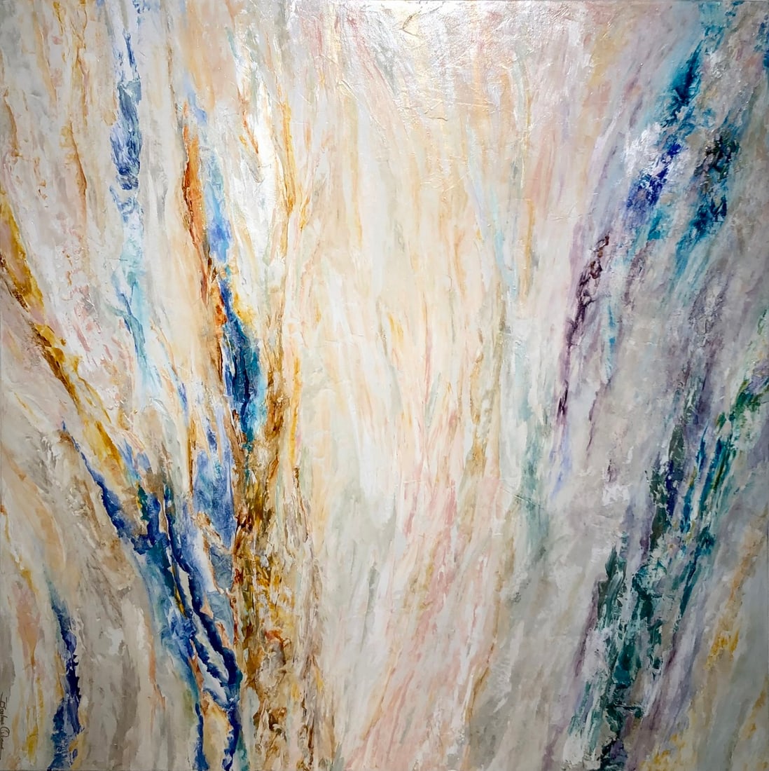 Barbara Owens "Destination Unknown" Signed Original Arcylic: Offered here is an original Acrylic on Canvas by Barbara Owens: "Barbara Owens "Destination Unknown" Signed Original Arcylic". This one-of-a-kind piece, measuring 48 x 48 x 2 inch, is a rare