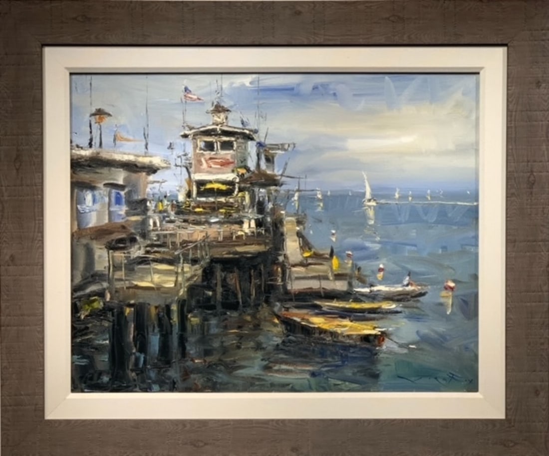 Jorn Fox Impressionist Signed Oil and Acrylic on Canvas: Offered here is an original Original Oil and Acrylic on Canvas by Jorn Fox: "Jorn Fox Impressionist Signed Oil and Acrylic on Canvas". This one-of-a-kind piece, measuring 31 x 37 x 2 inch, is a rare o