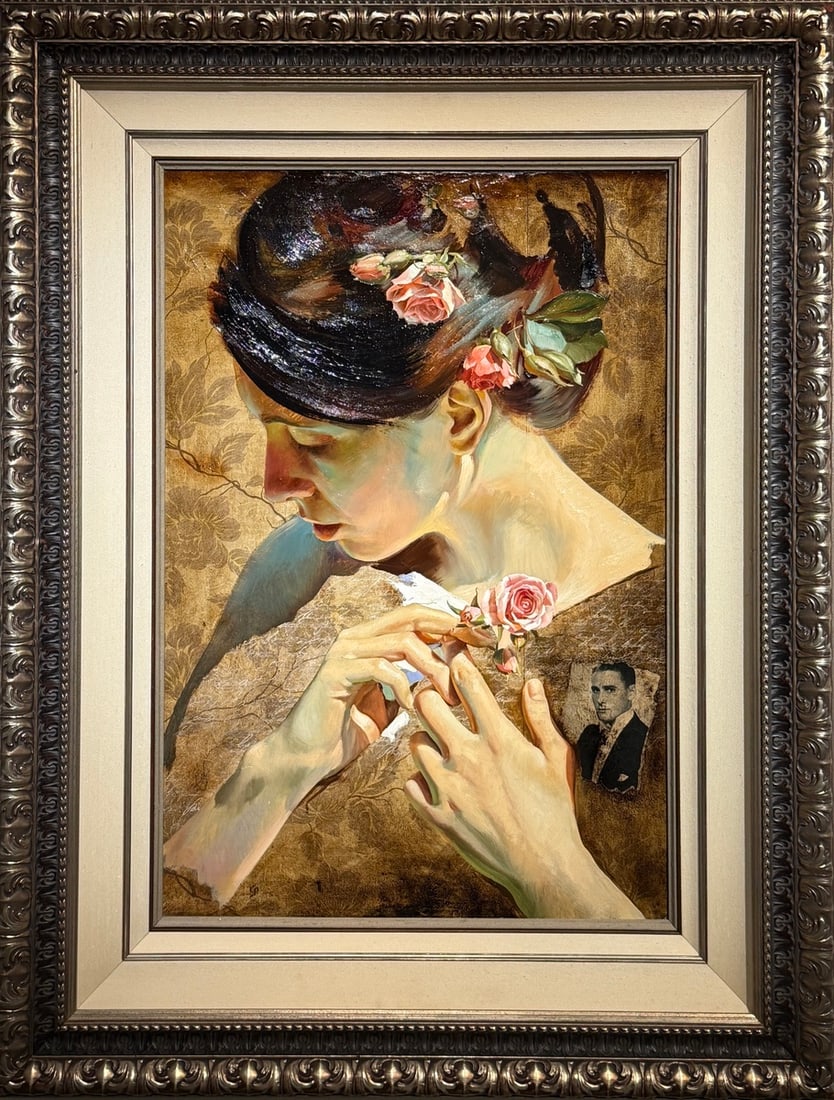 Slava Fokk "Tea Rose" Realist signed original oil on canvas: Offered here is an original Oil on Canvas by Slava Fokk: "Slava Fokk "Tea Rose" Realist signed original oil on canvas". This one-of-a-kind piece, measuring 40 x 53 x 3 inch, is a rare opportunity for