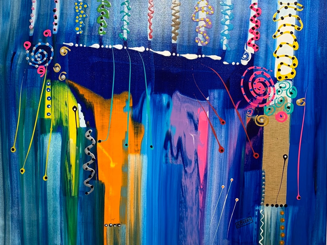 Kimm Byers "Everyone Deserves A Candle on Their Birthday" Signed Original Acrylic: Offered here is an original Acrylic on Canvas by Kimm Byers: "Kimm Byers "Everyone Deserves A Candle on Their Birthday" Signed Original Acrylic". This one-of-a-kind piece, measuring 36 x 48 x 2 inch,